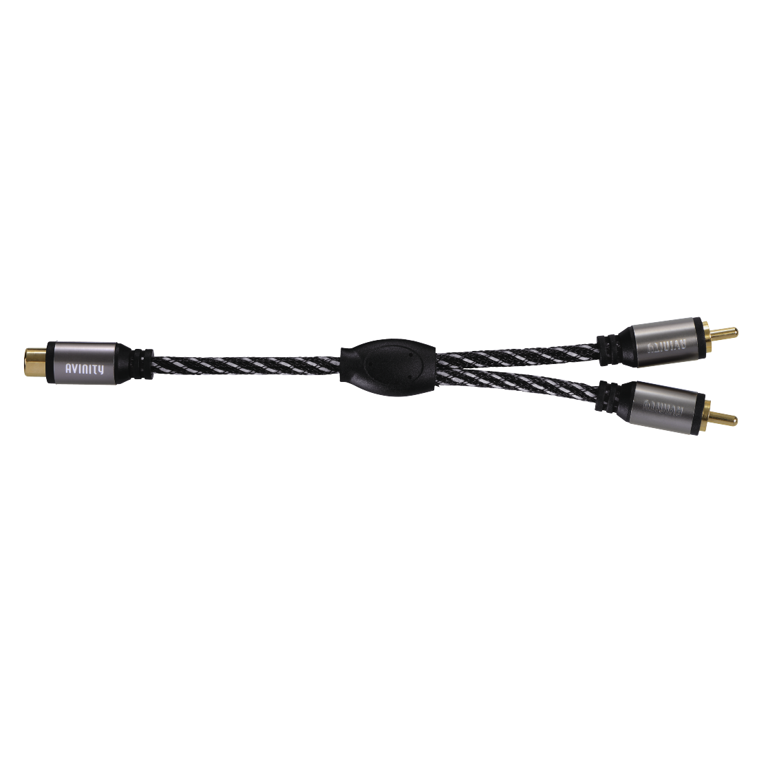 abx2 High-Res Image 2 - Avinity, Subwoofer Cable + Adapter, RCA socket/2 RCA plugs, fabric, gold-pl., 1.5 m